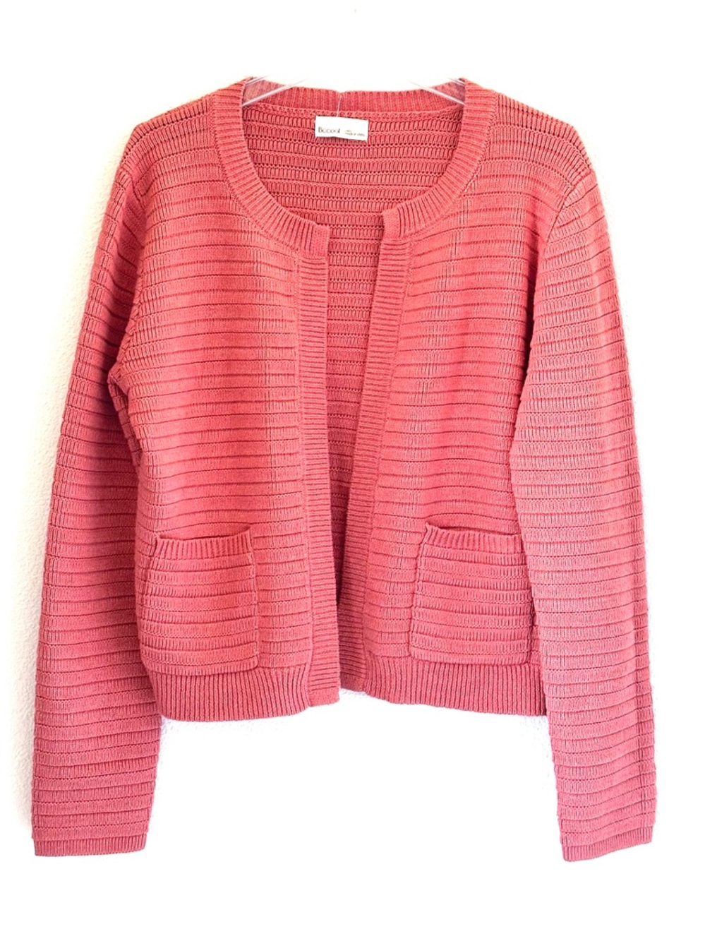 Becool Coral Knit Open-Front Cardigan with Pockets